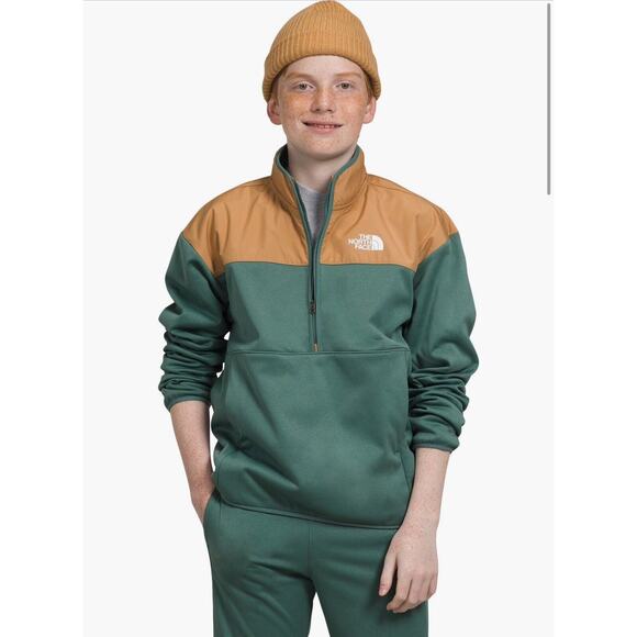 New Boys Youth Sz Small 6/7 The North Face 1/4 Zip Jacket Winter Sage